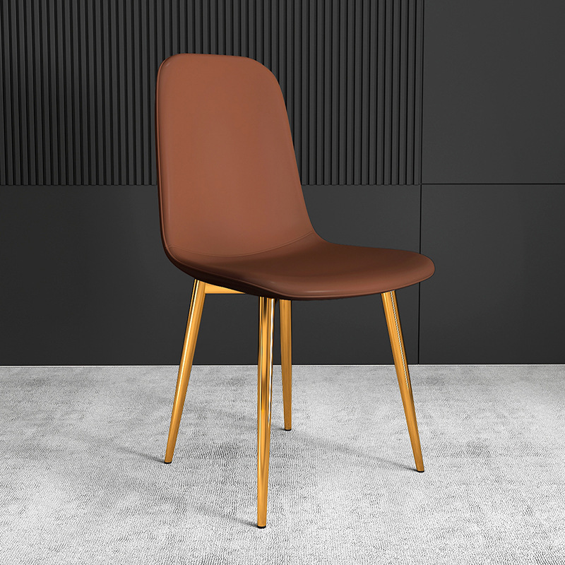 pu Leather Dining Chair, Modern Side Chair With Black Legs Gold Tip, Luxury Restaurant Home Dining Room
