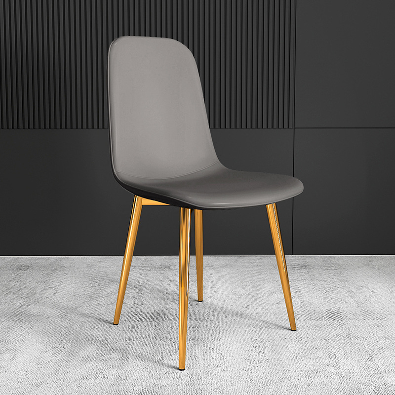pu Leather Dining Chair, Modern Side Chair With Black Legs Gold Tip, Luxury Restaurant Home Dining Room