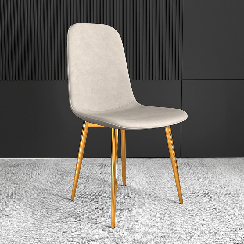 pu Leather Dining Chair, Modern Side Chair With Black Legs Gold Tip, Luxury Restaurant Home Dining Room