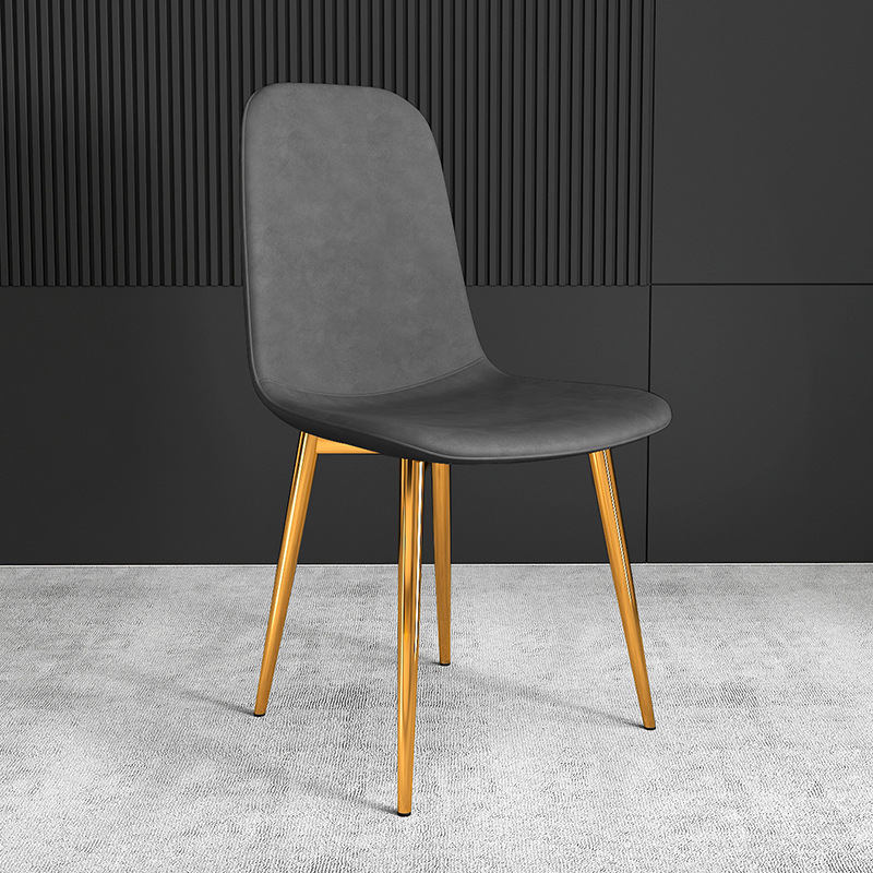 pu Leather Dining Chair, Modern Side Chair With Black Legs Gold Tip, Luxury Restaurant Home Dining Room