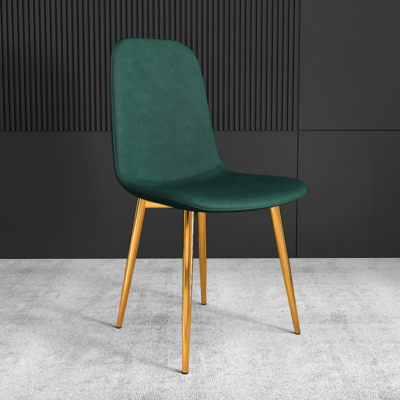 pu Leather Dining Chair, Modern Side Chair With Black Legs Gold Tip, Luxury Restaurant Home Dining Room