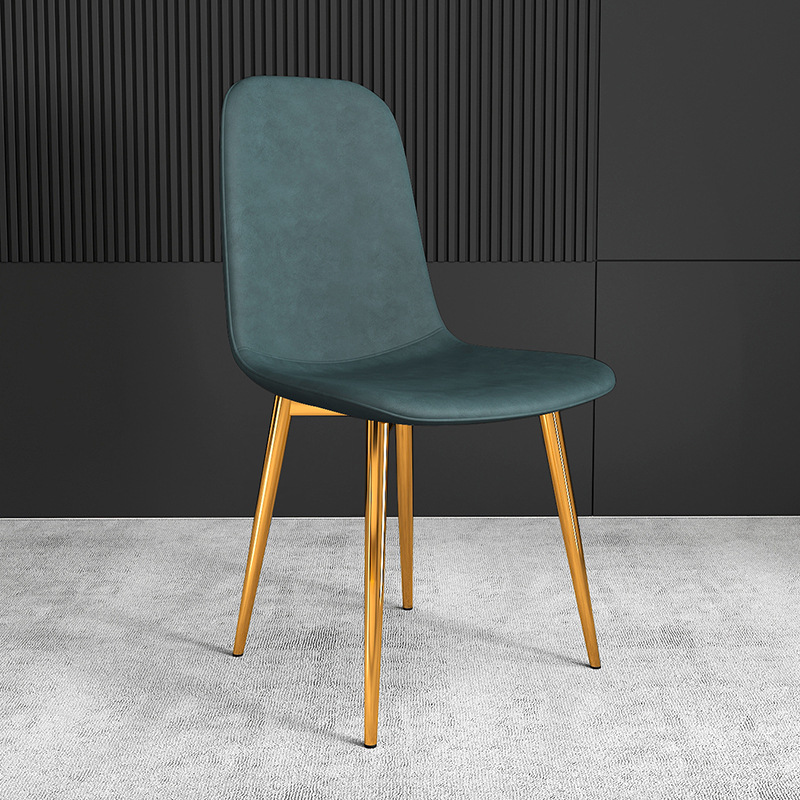 pu Leather Dining Chair, Modern Side Chair With Black Legs Gold Tip, Luxury Restaurant Home Dining Room