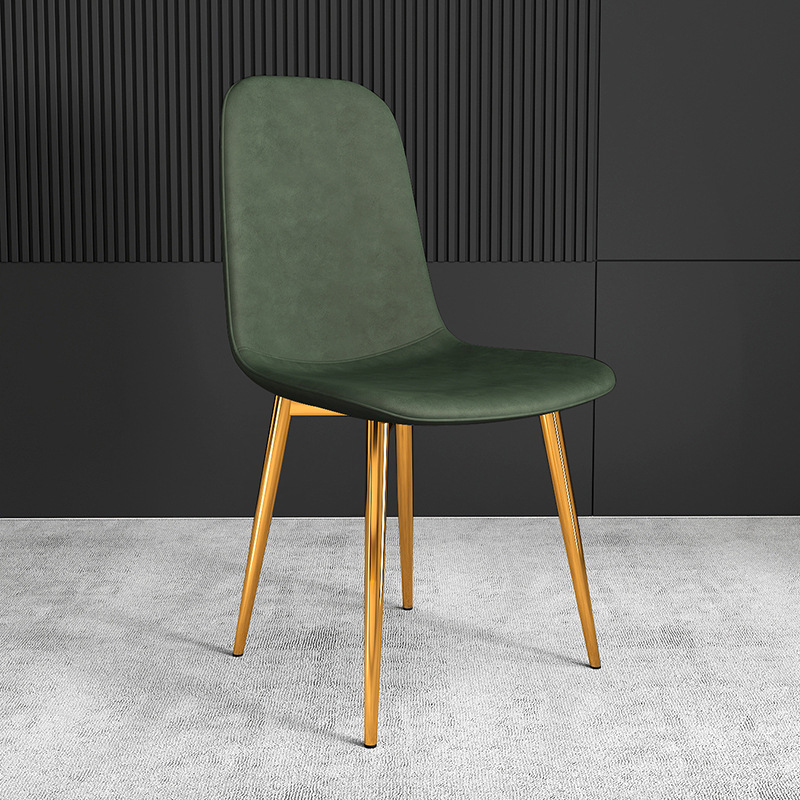 pu Leather Dining Chair, Modern Side Chair With Black Legs Gold Tip, Luxury Restaurant Home Dining Room