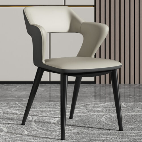 Italian Minimalist Two-tone Upholstered Dining Chair Hollow Cutout Back Armchair for Dining Room and Commercial Use - Meta...