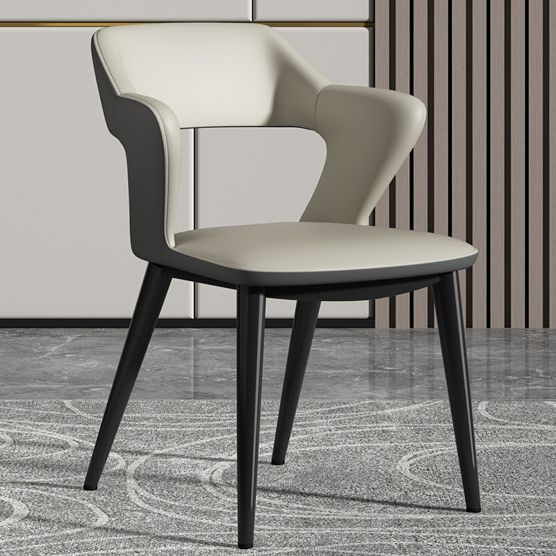 Italian Minimalist Two-tone Upholstered Dining Chair Hollow Cutout Back Armchair for Dining Room and Commercial Use