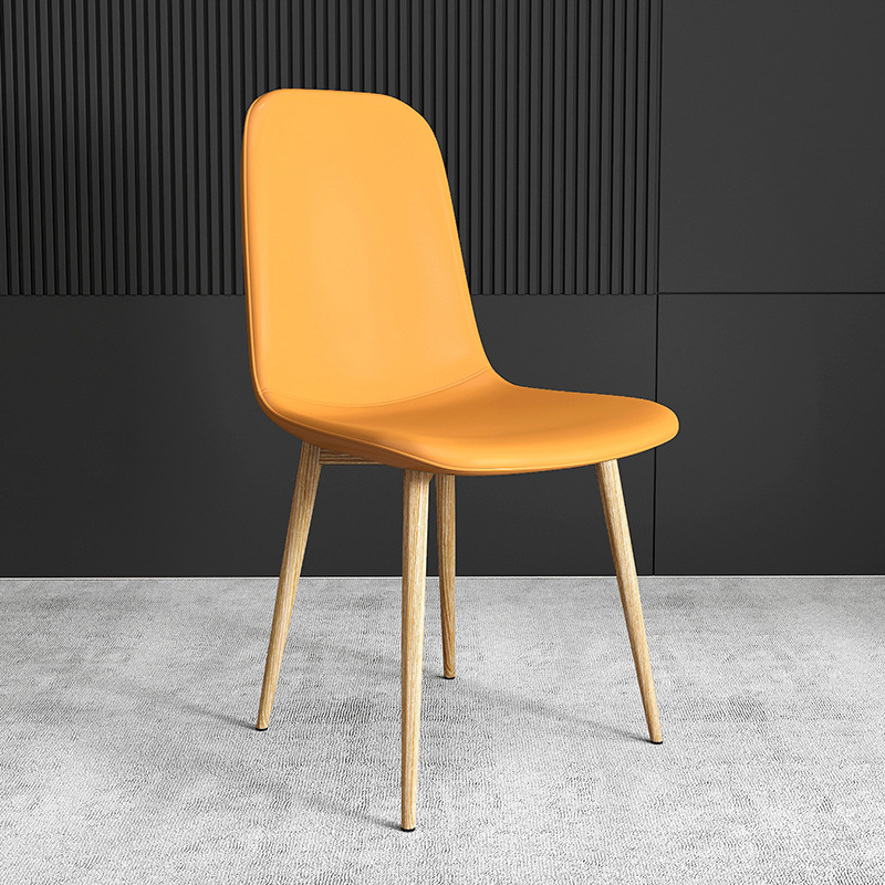 pu Leather Dining Chair, Modern Side Chair With Black Legs Gold Tip, Luxury Restaurant Home Dining Room