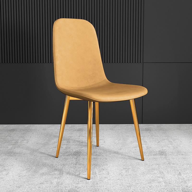 pu Leather Dining Chair, Modern Side Chair With Black Legs Gold Tip, Luxury Restaurant Home Dining Room