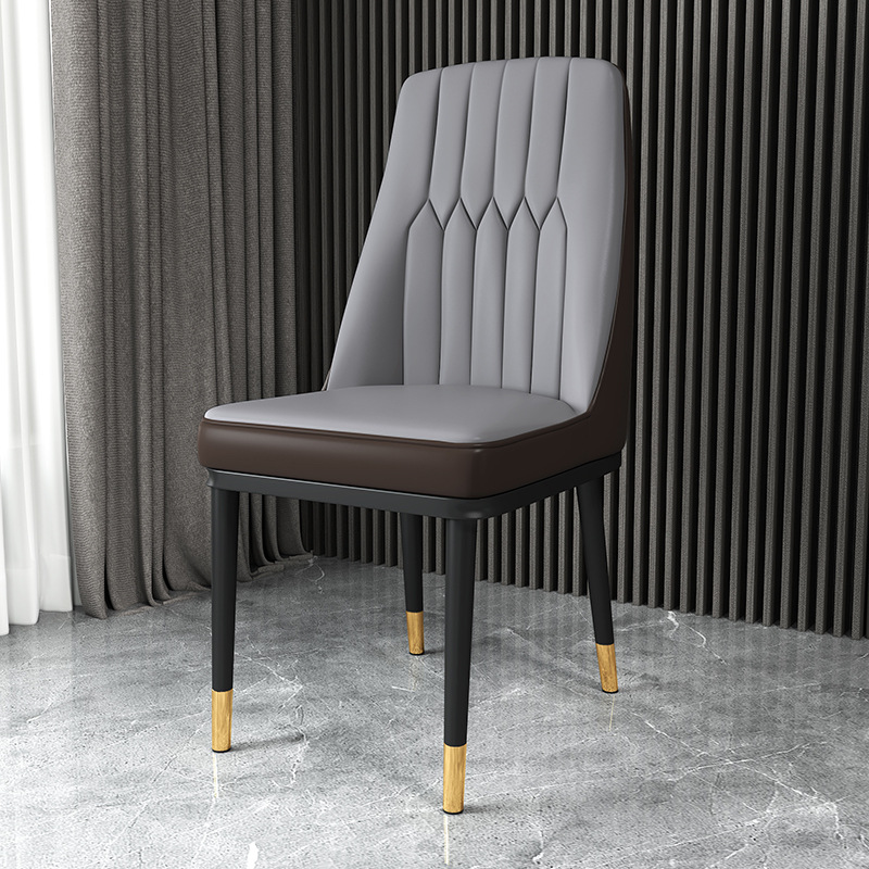 Modern Minimalist Dining Chair, Comfortable Upholstered Leather Backrest Chair With Reinforced Metal Frame - Metal dining ...