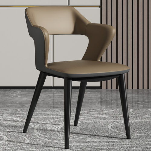 Italian Minimalist Two-tone Upholstered Dining Chair Hollow Cutout Back Armchair for Dining Room and Commercial Use - Meta...