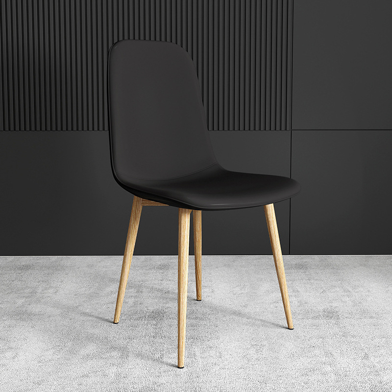 pu Leather Dining Chair, Modern Side Chair With Black Legs Gold Tip, Luxury Restaurant Home Dining Room