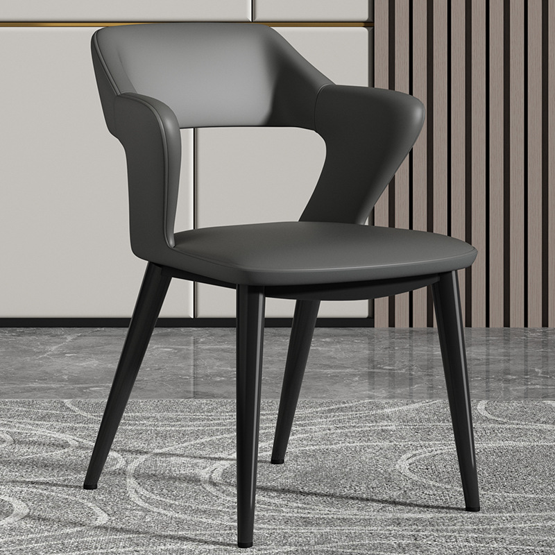 Italian Minimalist Two-tone Upholstered Dining Chair Hollow Cutout Back Armchair for Dining Room and Commercial Use
