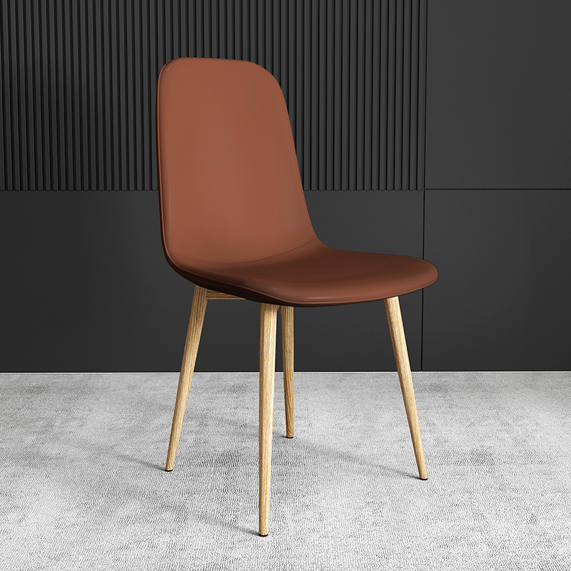 pu Leather Dining Chair, Modern Side Chair With Black Legs Gold Tip, Luxury Restaurant Home Dining Room