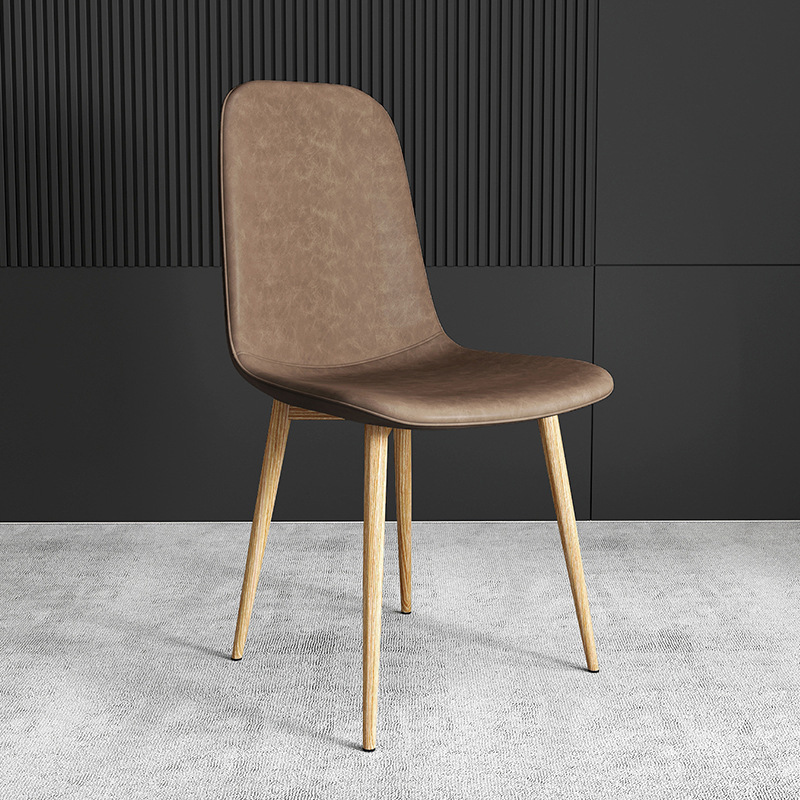 pu Leather Dining Chair, Modern Side Chair With Black Legs Gold Tip, Luxury Restaurant Home Dining Room