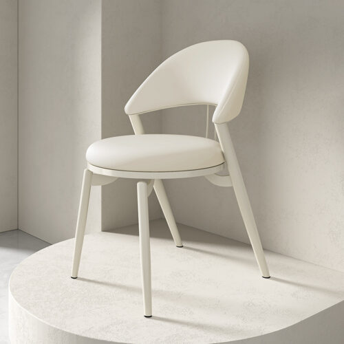 Italian Style Luxury Leather Dining Chair With Metal Legs - Metal dining chair - QONKA HOME