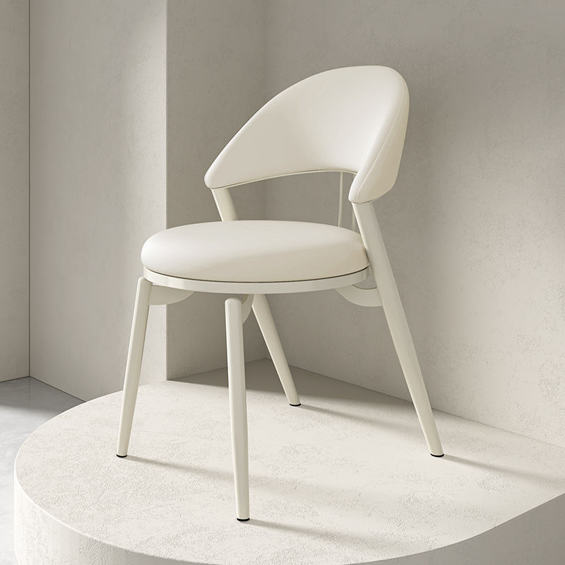 Italian Style Luxury Leather Dining Chair With Metal Legs