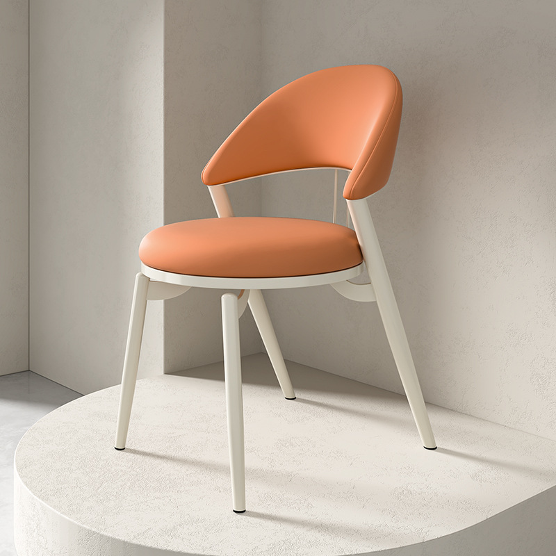 Italian Style Luxury Leather Dining Chair With Metal Legs