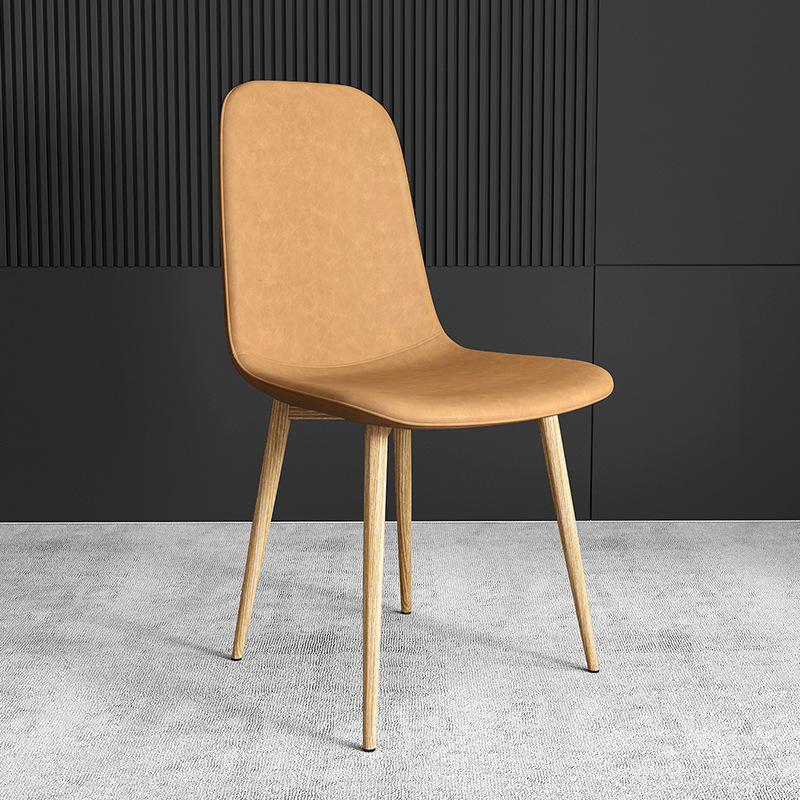 pu Leather Dining Chair, Modern Side Chair With Black Legs Gold Tip, Luxury Restaurant Home Dining Room
