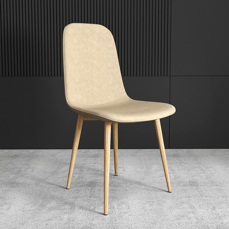 pu Leather Dining Chair, Modern Side Chair With Black Legs Gold Tip, Luxury Restaurant Home Dining Room