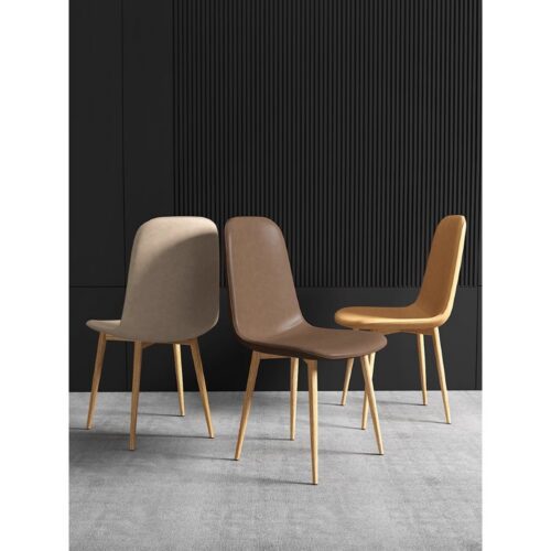 pu Leather Dining Chair, Modern Side Chair With Black Legs Gold Tip, Luxury Restaurant Home Dining Room - Metal dining cha...