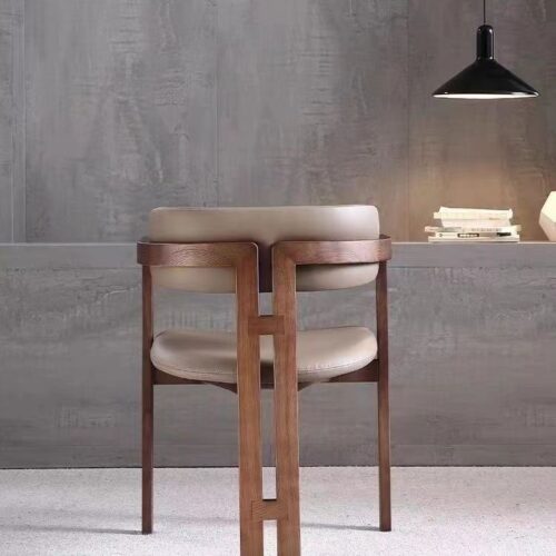 Modern Solid Dark Wood Dining Arm Chair, Cream Boucle Teddy Fabric Upholstered Dining Chair For Home Hotel Restaurant - So...