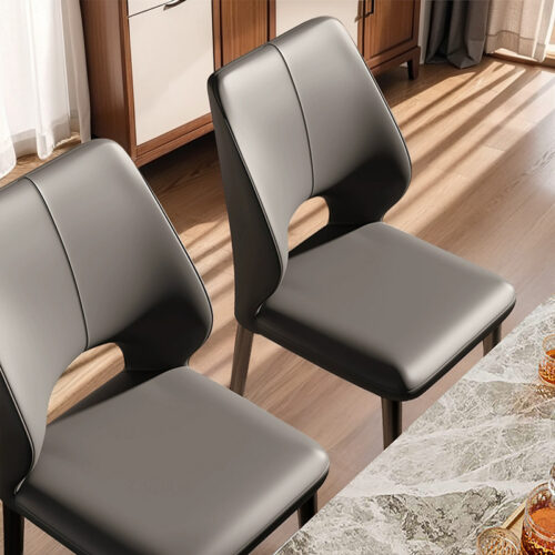 Modern Minimalist Metal  Dining Chair, Comfortable Upholstered pu Leather - Metal dining chair - QONKA HOME
