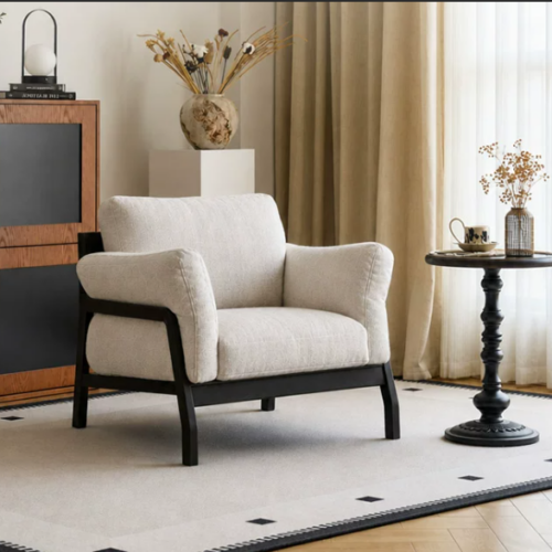 Nordic-style vintage removable-cover single armchair - Living room furniture - QONKA HOME