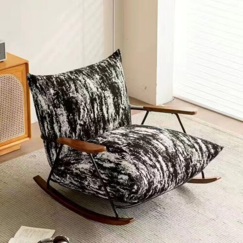 Ink-wash Painting Rocking Chair and Recliner, Vintage Balcony Lounge Chair - Living room furniture - QONKA HOME