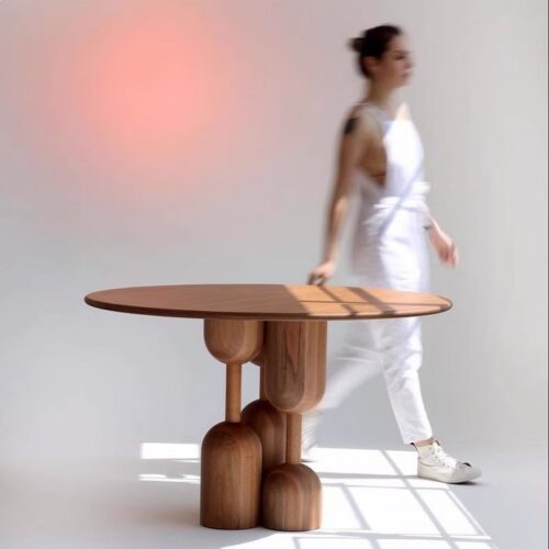 Oval Solid Wood Dining Table, Sculptural Art‑Shaped Legs Table in Pine / Ash Wood for Dining Room - Dining table - QONKA...