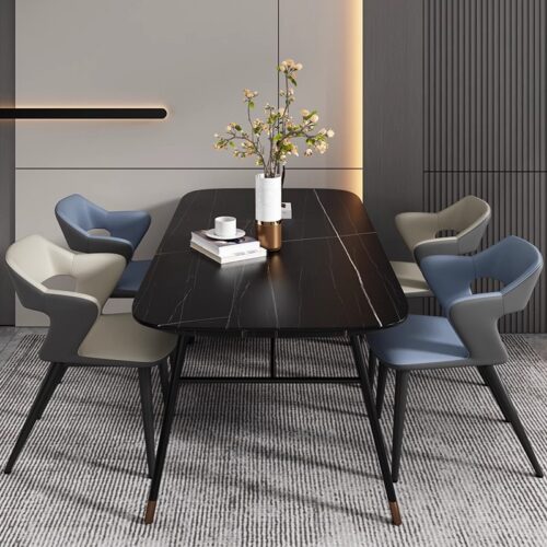 Italian Minimalist Two-tone Upholstered Dining Chair Hollow Cutout Back Armchair for Dining Room and Commercial Use - Meta...