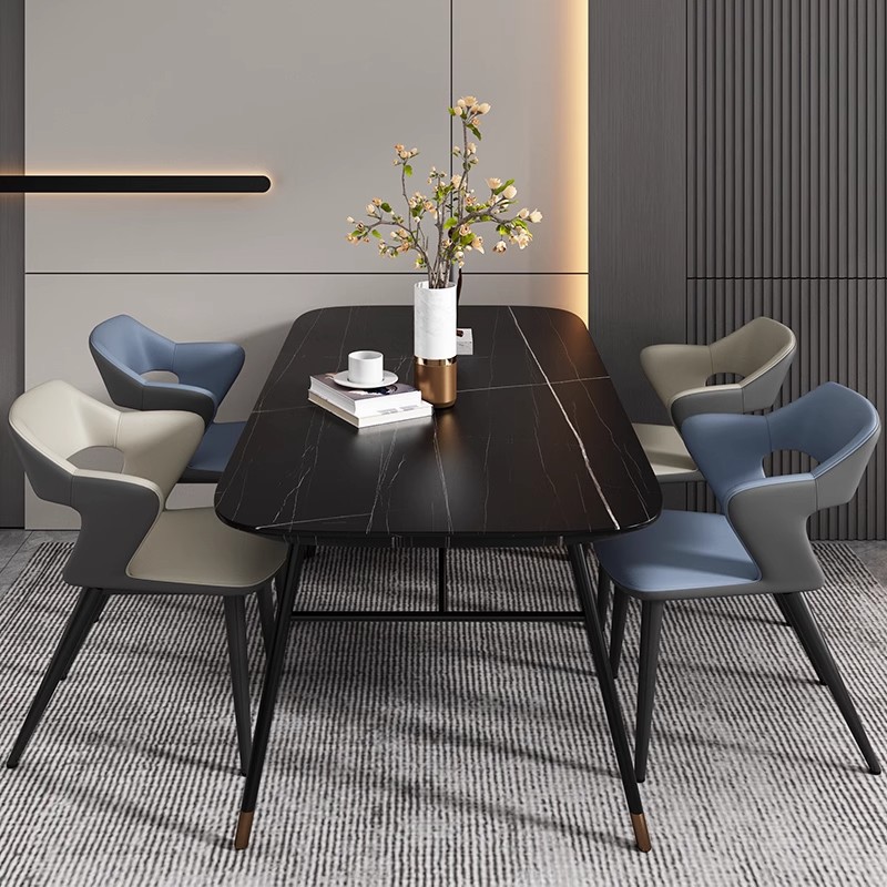 Italian Minimalist Two-tone Upholstered Dining Chair Hollow Cutout Back Armchair for Dining Room and Commercial Use