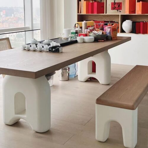Rectangular Solid Wood Dining Table, Artistic Irregular Legs Table in Pine / Ash Wood for Home Dining Room - Dining table ...
