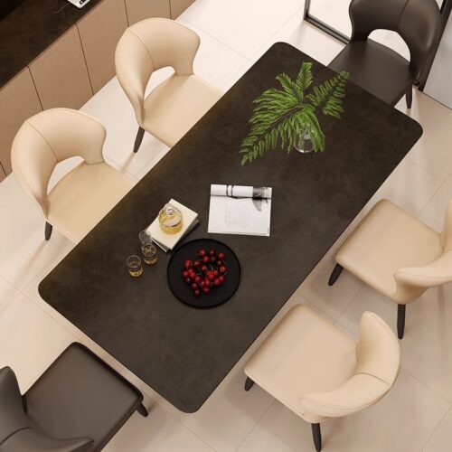 Modern Hollow Cutout Back Dining Chair PU Leather Upholstered Accent Metal Chair - Metal dining chair - QONKA HOME