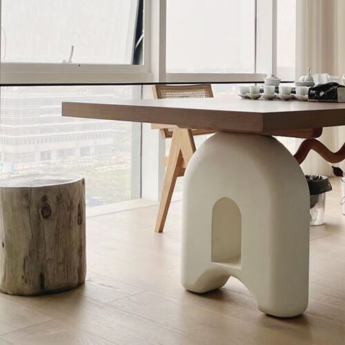 Rectangular Solid Wood Dining Table, Artistic Irregular Legs Table in Pine / Ash Wood for Home Dining Room - Dining table ...