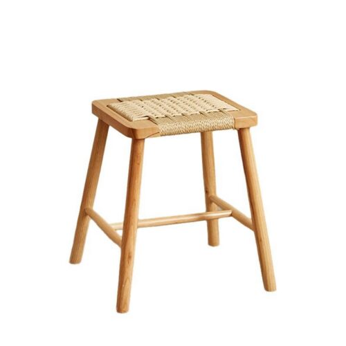 Mid‑Century Nordic Vintage Rattan Bar Stool, Solid Wood Frame High Counter Height Bar Chair For Kitchen Island Restauran...