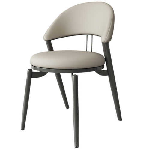 Italian Style Luxury Leather Dining Chair With Metal Legs - Metal dining chair - QONKA HOME