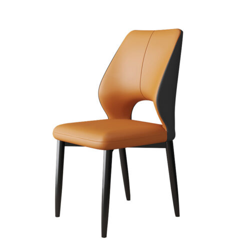 Modern Minimalist Metal  Dining Chair, Comfortable Upholstered pu Leather - Metal dining chair - QONKA HOME