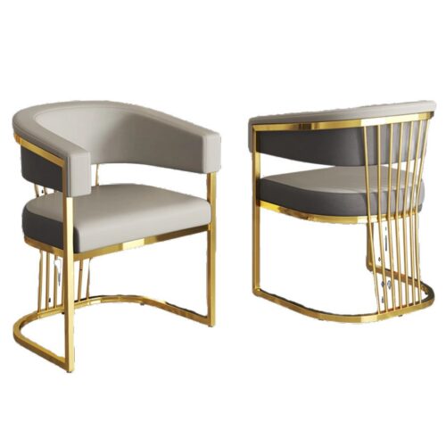 Modern Luxury Gold Metal Frame Dining Chair Upholstered PU Leather Accent Chair for Dining Room Hotel Nail Salon Makeup Ch...