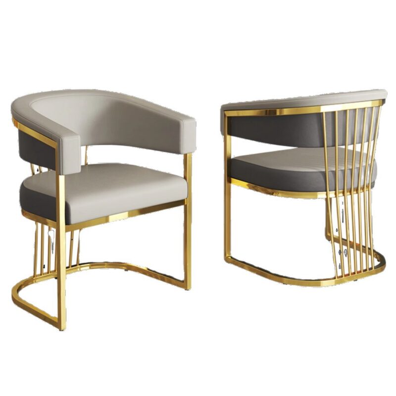 Modern Luxury Gold Metal Frame Dining Chair Upholstered PU Leather Accent Chair for Dining Room Hotel Nail Salon Makeup Chair