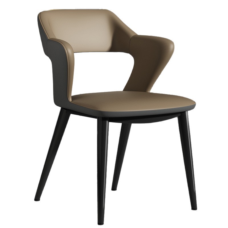 Italian Minimalist Two-tone Upholstered Dining Chair Hollow Cutout Back Armchair for Dining Room and Commercial Use