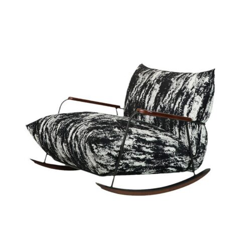 Ink-wash Painting Rocking Chair and Recliner, Vintage Balcony Lounge Chair - Living room furniture - QONKA HOME