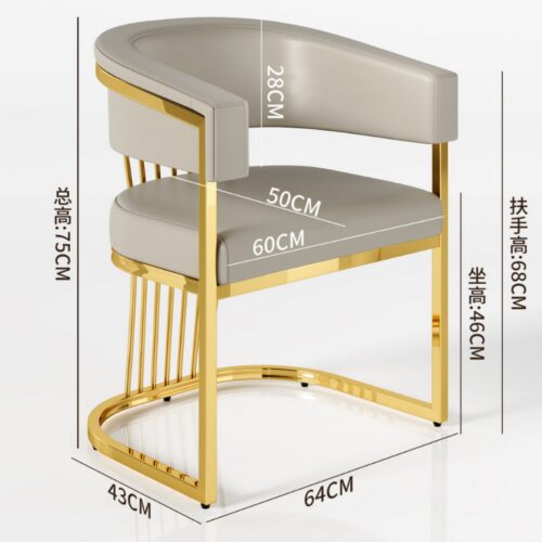 Modern Luxury Gold Metal Frame Dining Chair Upholstered PU Leather Accent Chair for Dining Room Hotel Nail Salon Makeup Ch...
