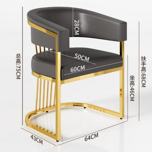 Modern Luxury Gold Metal Frame Dining Chair Upholstered PU Leather Accent Chair for Dining Room Hotel Nail Salon Makeup Ch...