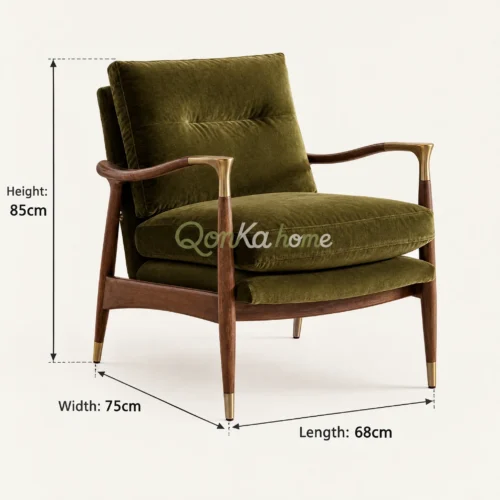 Mid Century Modern Green Velvet Accent Chair - Living room furniture - QONKA HOME