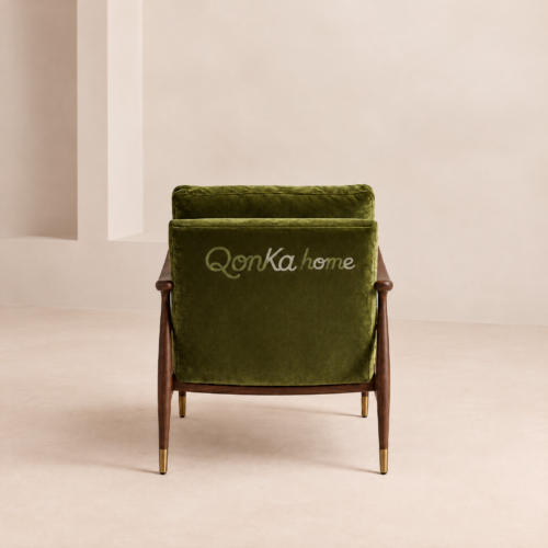 Mid Century Modern Green Velvet Accent Chair - Living room furniture - QONKA HOME
