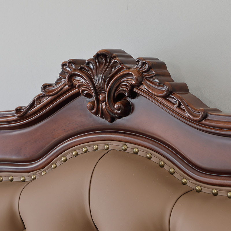 American-Style Solid Wood Upholstered Bed