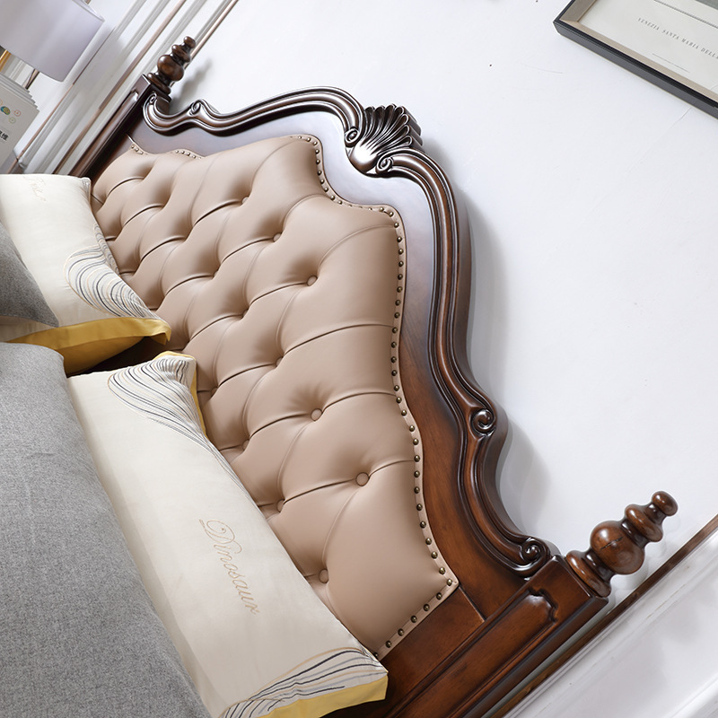 Traditional Retro American Solid Wood Bed - Bedroom furniture - QONKA HOME