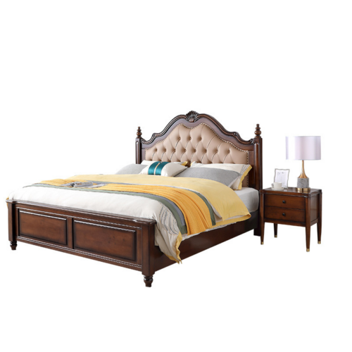 Traditional Retro American Solid Wood Bed - Bedroom furniture - QONKA HOME