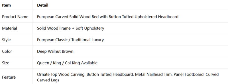 European Carved Bed