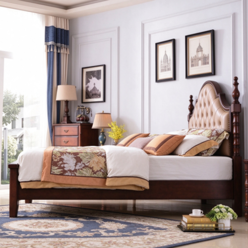 Solid Wood Upholstered Bed - Bedroom furniture - QONKA HOME