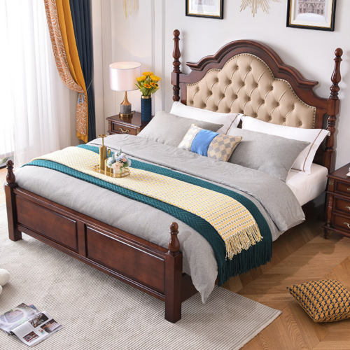 Elegant Turned Post Solid Wood Bed - Bedroom furniture - QONKA HOME